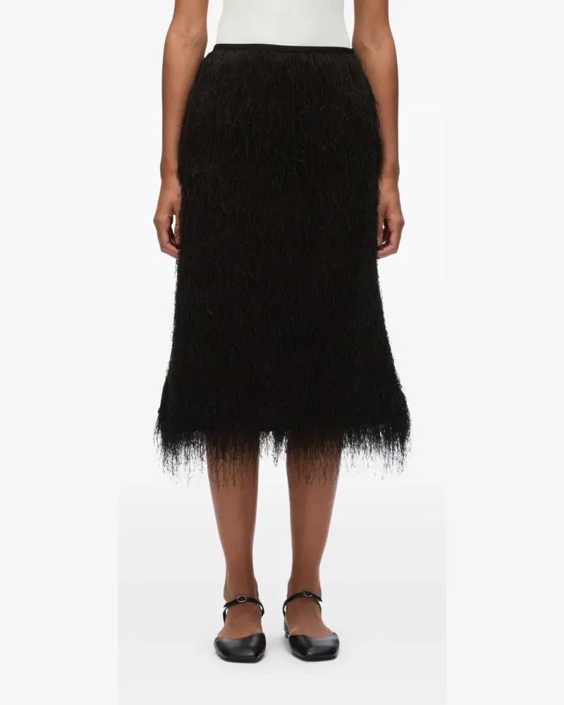 3.1 phillip lim Midirock mit Fransen - Schwarz Schwarz