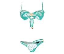Bikini mit Muschel-Print - Blau