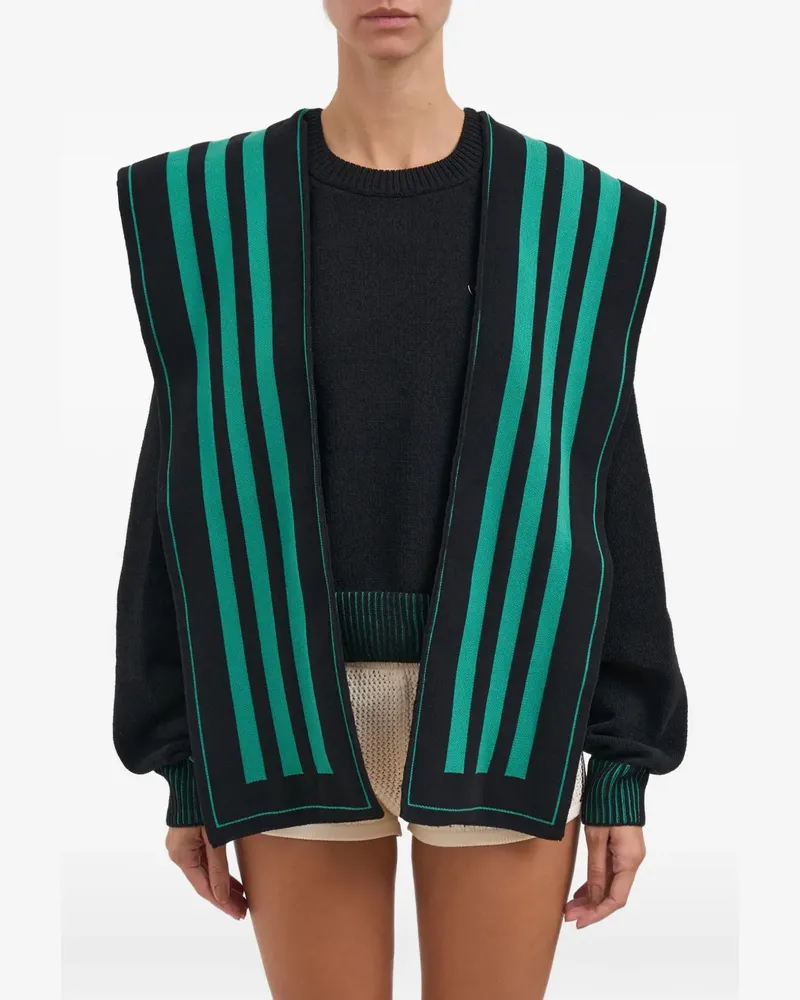 adidas striped hooded sweater - Schwarz Schwarz