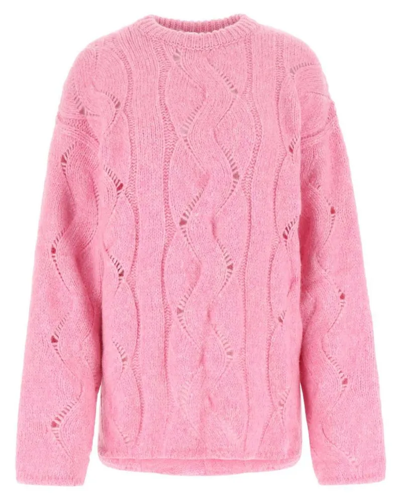 LOW CLASSIC Pullover mit Zopfmuster Rosa