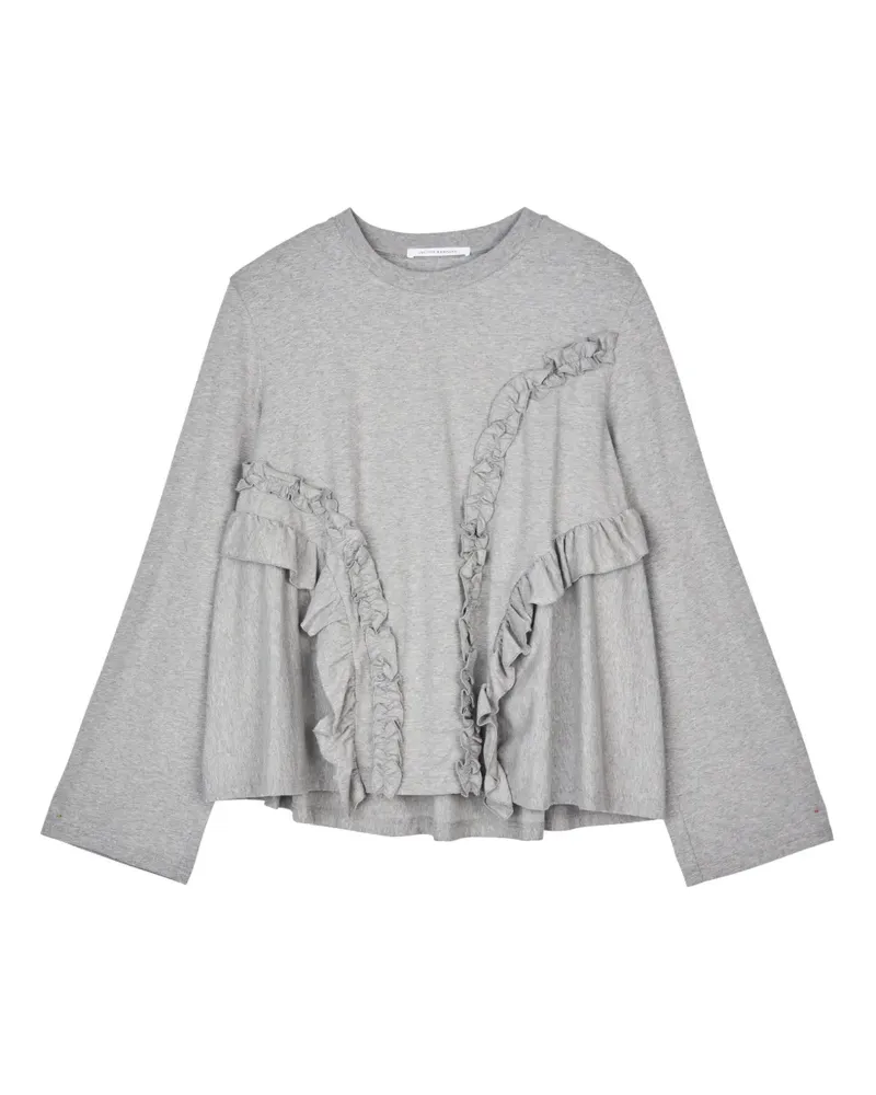 Cecilie Bahnsen Alva ruffled-detail T-shirt - Grau Grau