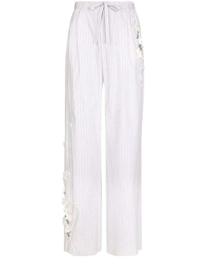 Dolce & Gabbana Hose mit Blumenapplikation - Weiß Weiß