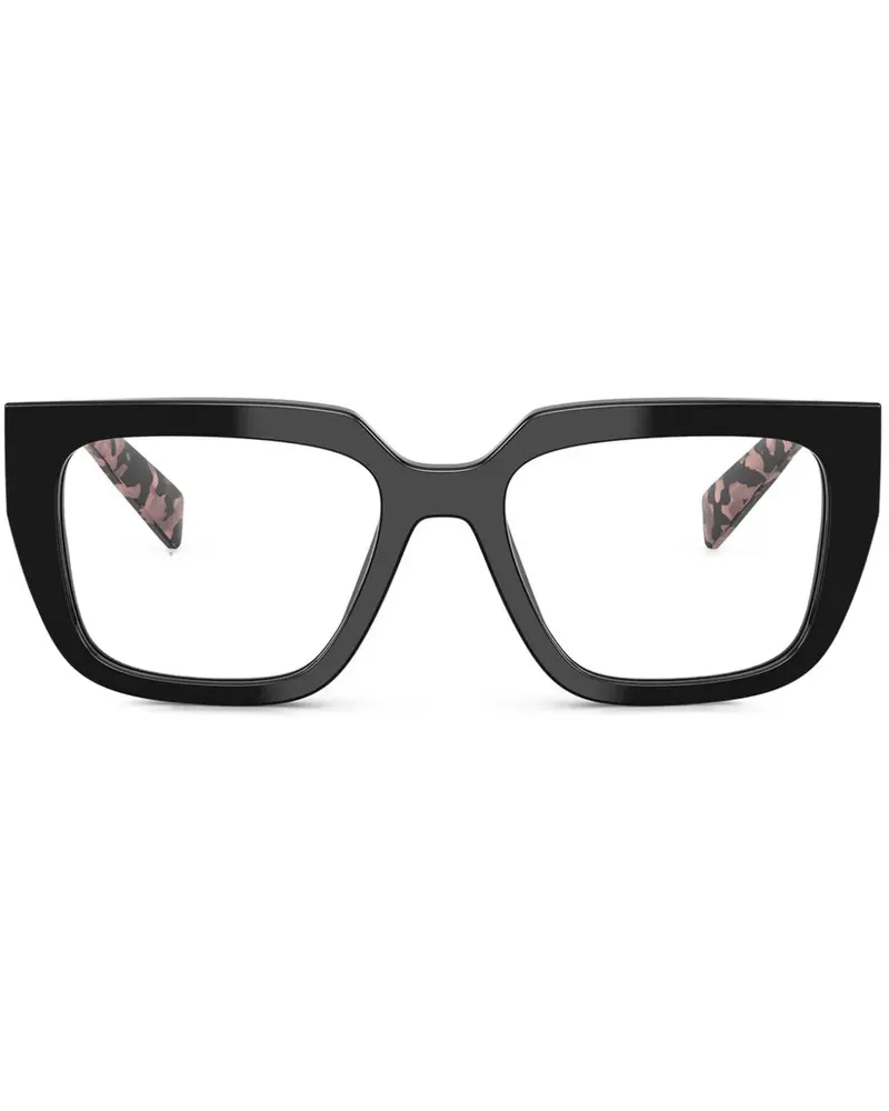 Prada Brille mit eckigem Gestell - Schwarz Schwarz