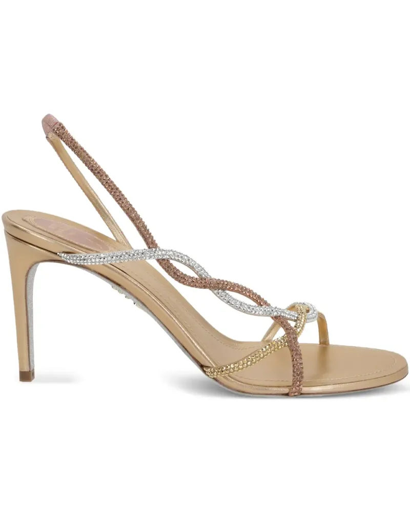 René Caovilla Strassverzierte Slingback-Sandalen 80mm - Gold Gold