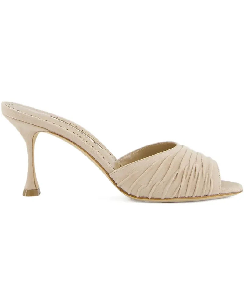 Manolo Blahnik 70mm Pirua ruffled sandals - Nude Nude
