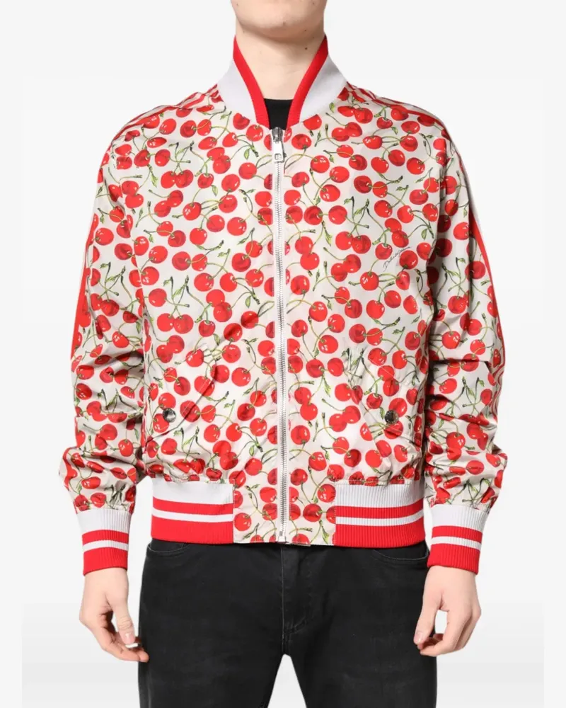 Dolce & Gabbana cherry-print bomber jacket - Nude Nude