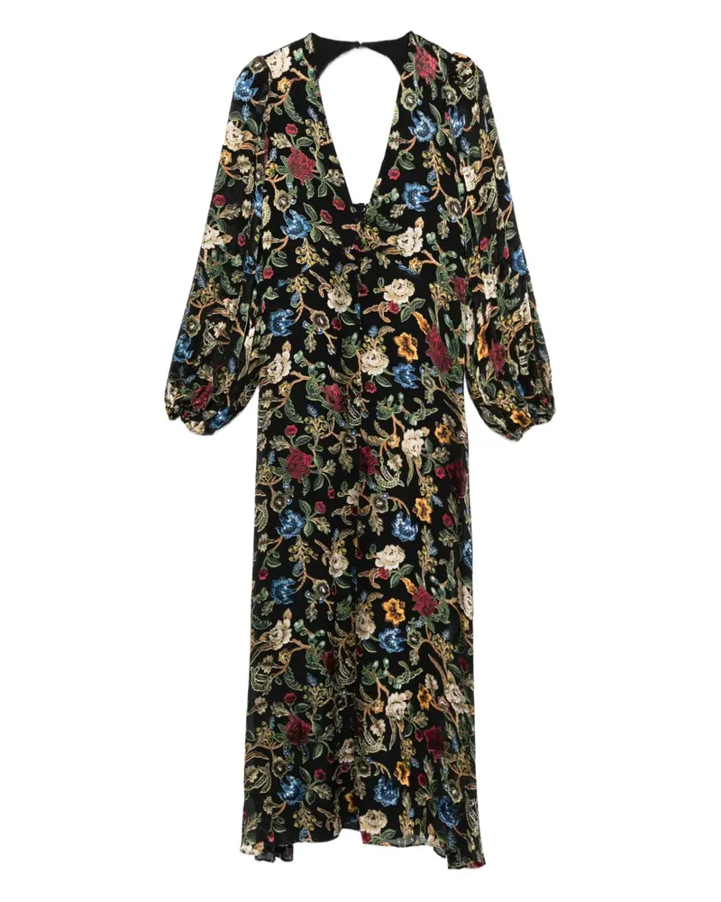 Alice + Olivia Asymmetrisches Kleid mit Blumen-Print - Schwarz Schwarz