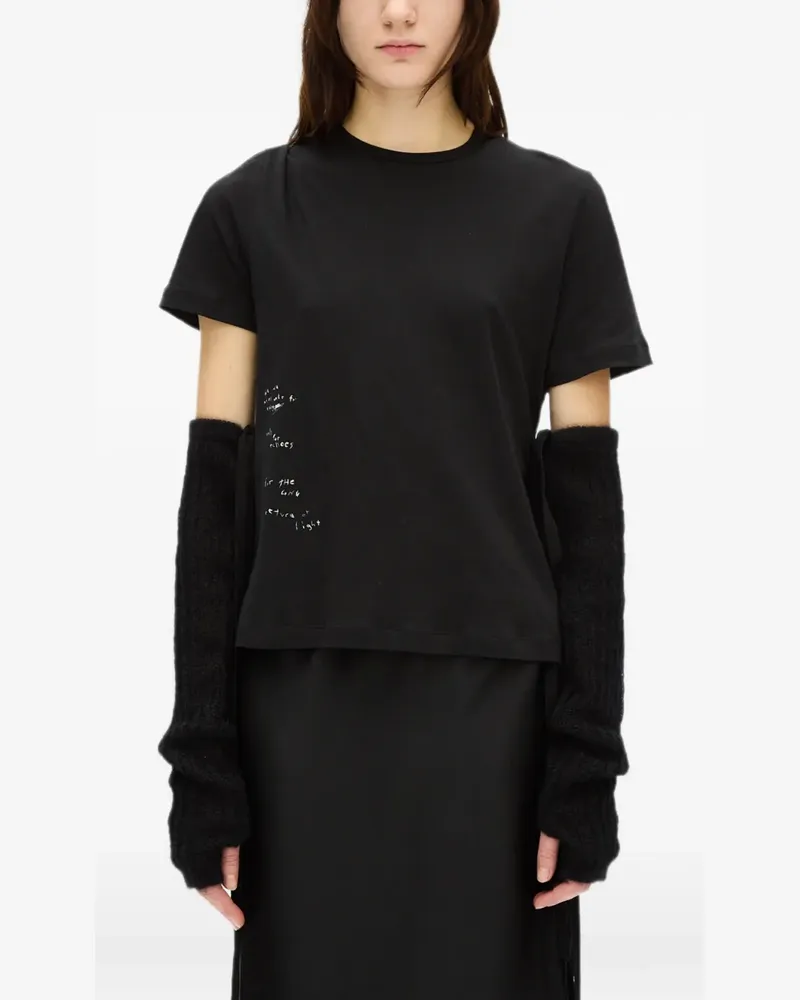 Ann Demeulemeester Mea rib-knit gauntlets - Schwarz Schwarz