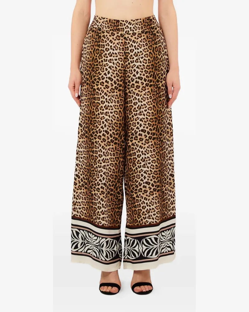 Liu Jo leopard print border trousers - Nude Nude