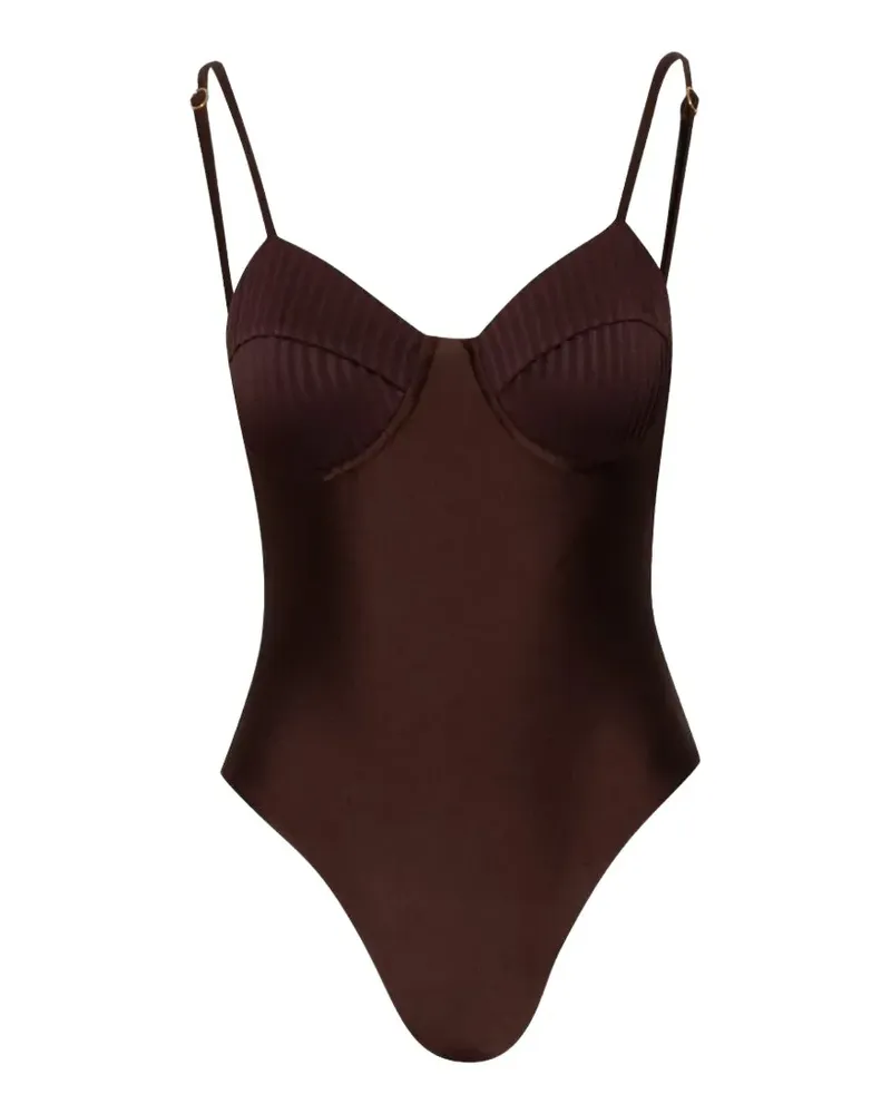 Baobab Collection Roma One Piece ribbed-panel swimsuit - Braun Braun