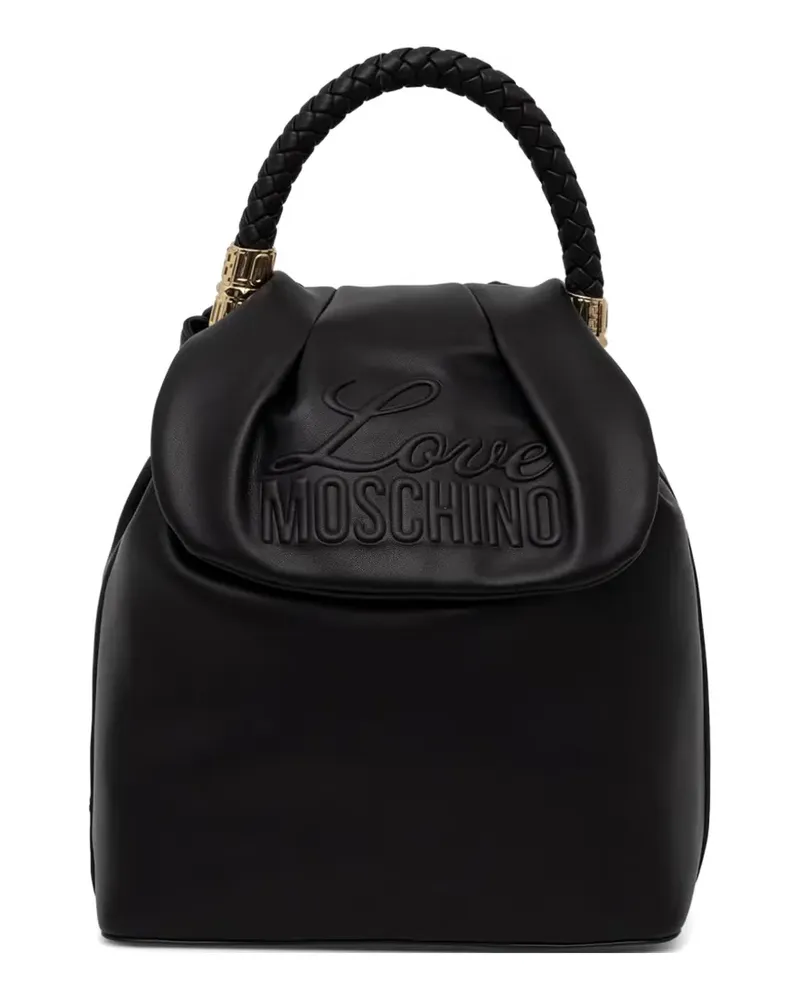 Moschino logo-embossed braided-handle backpack - Schwarz Schwarz