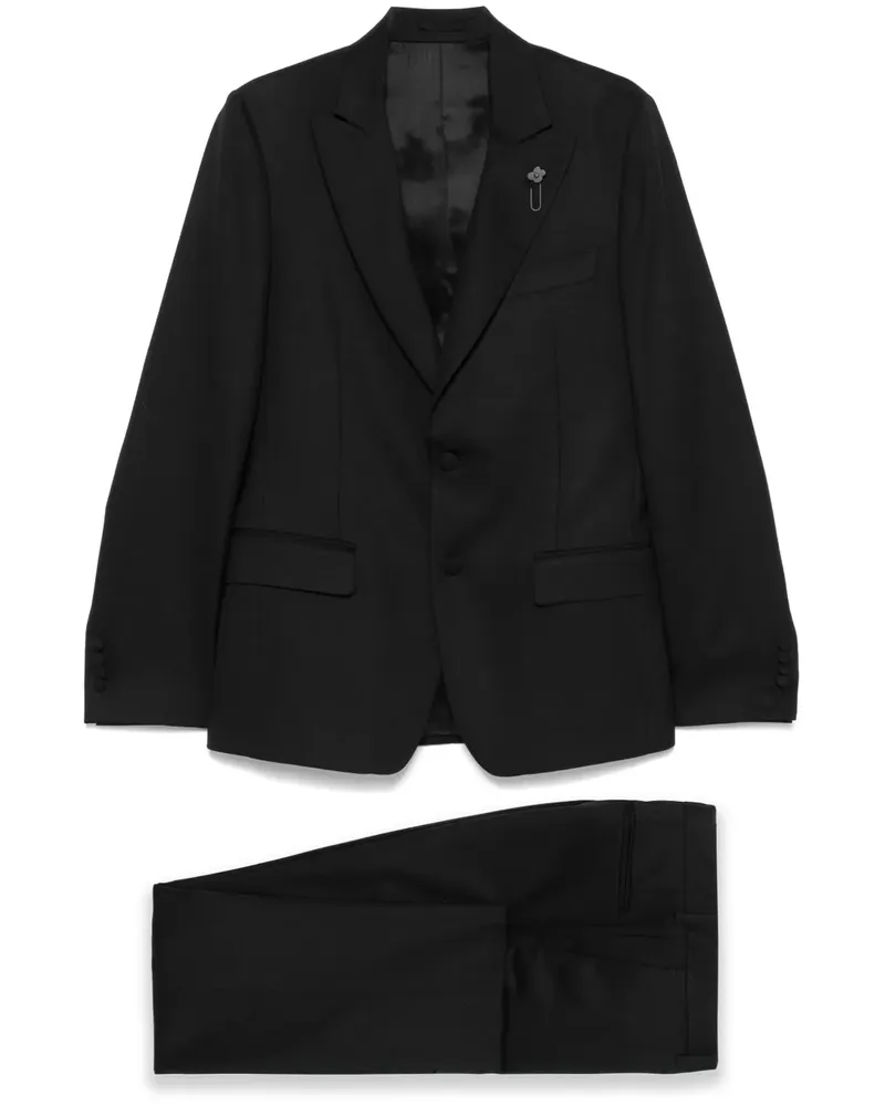 LARDINI Anzug mit Brosche - Schwarz Schwarz