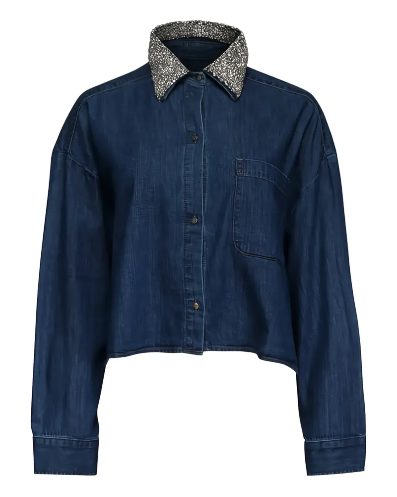 TWP crystal-collar denim shirt - Blau Blau