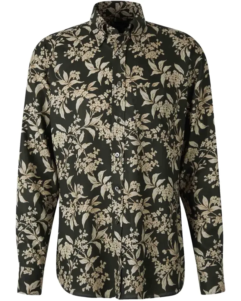 Tom Ford Hemd mit Blumen-Print - Schwarz Schwarz