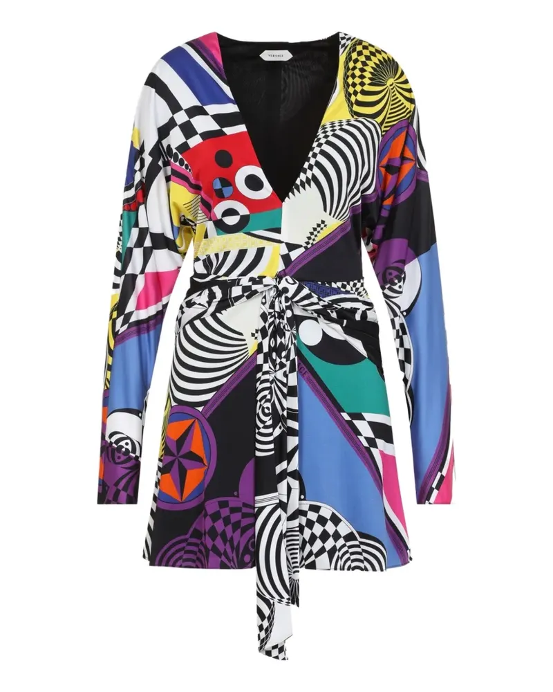 Versace abstract-print knot-detail dress - Schwarz Schwarz