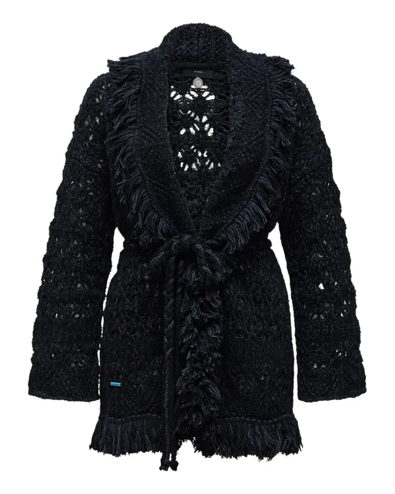 Alanui fringe-trim belted cardigan - Schwarz Schwarz