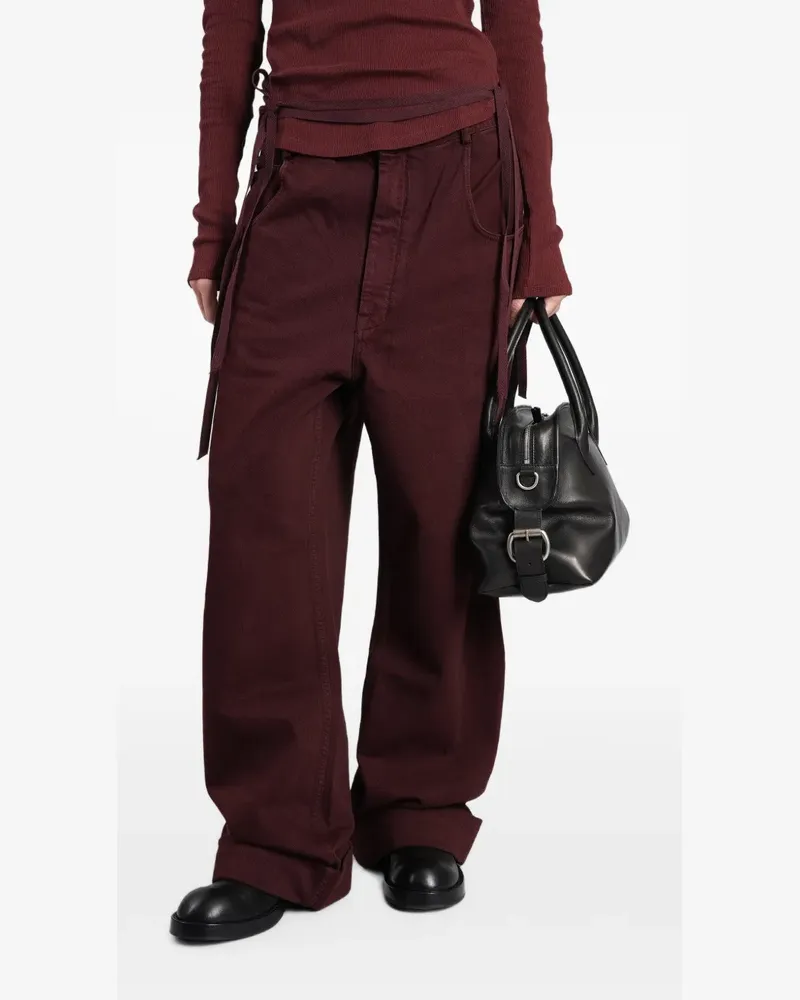 Ann Demeulemeester Michael Wide-Leg-Jeans mit Schnürung - Rot Rot