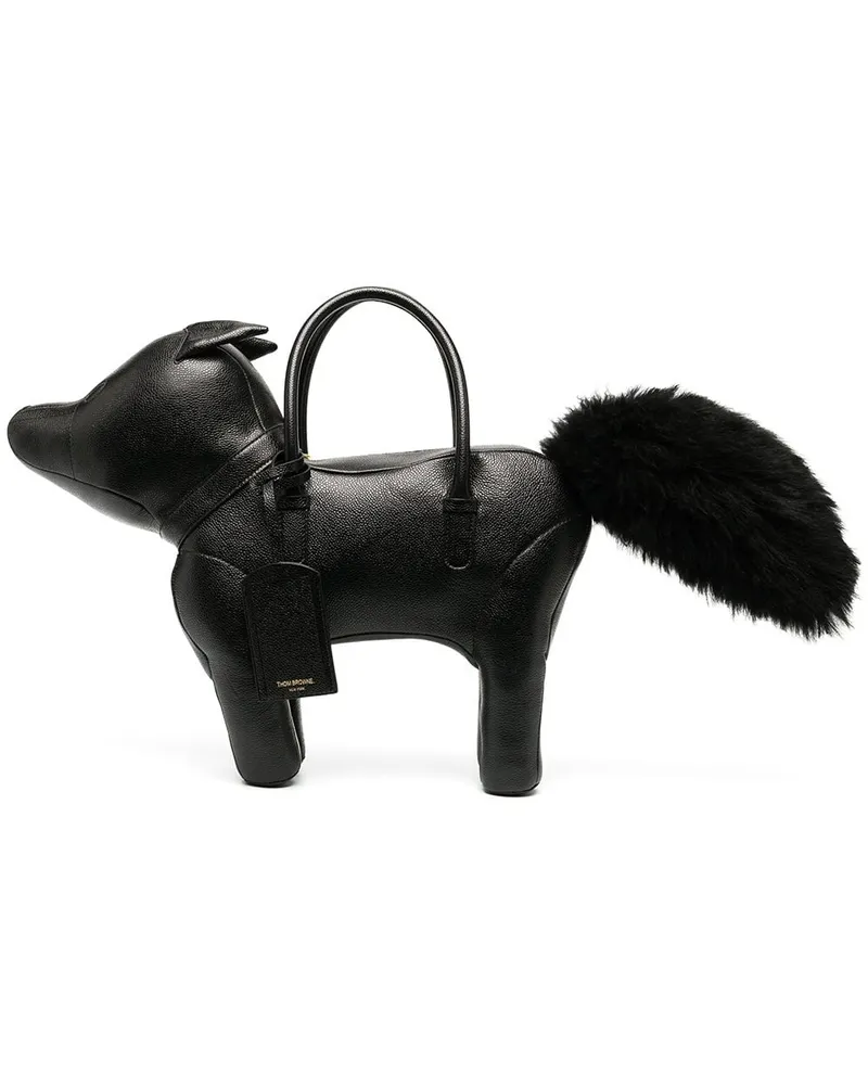 Thom Browne FOX BAG IN PEBBLE GRAIN LEATHER - Schwarz Schwarz