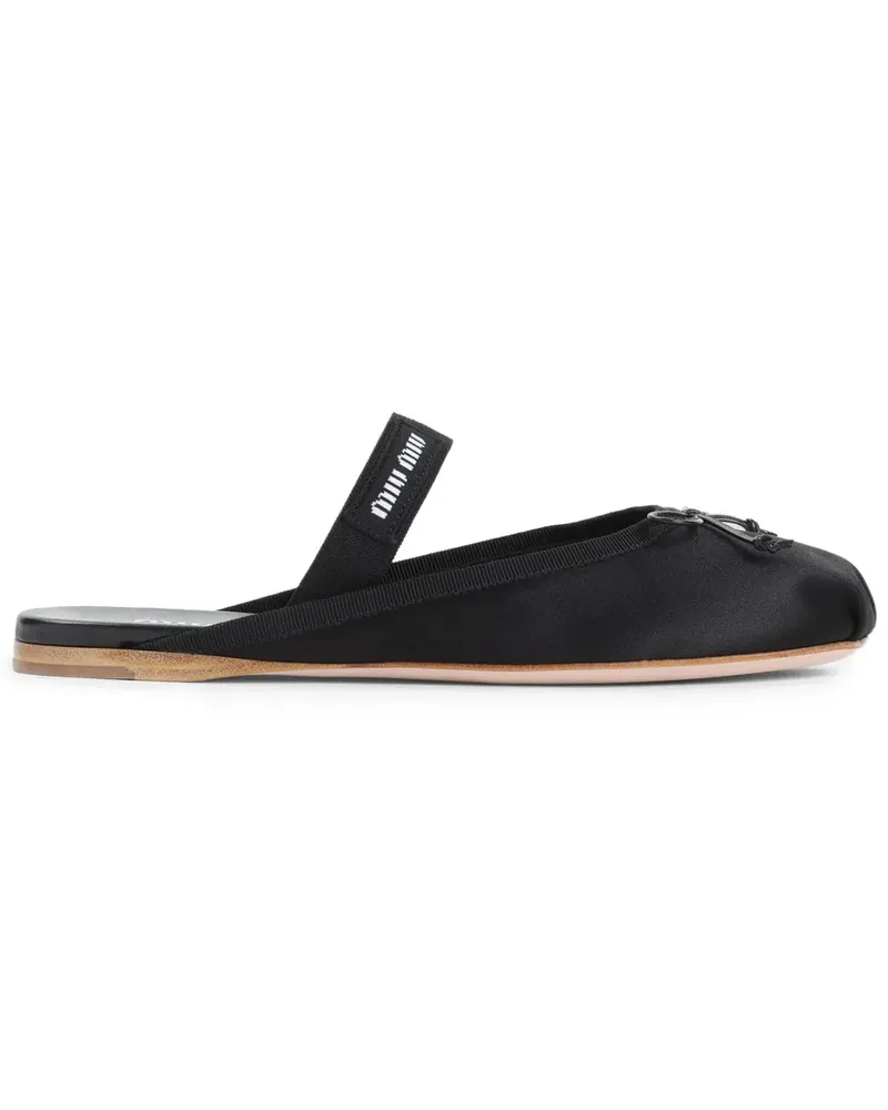 Miu Miu Flache Mules aus Leder - Schwarz Schwarz