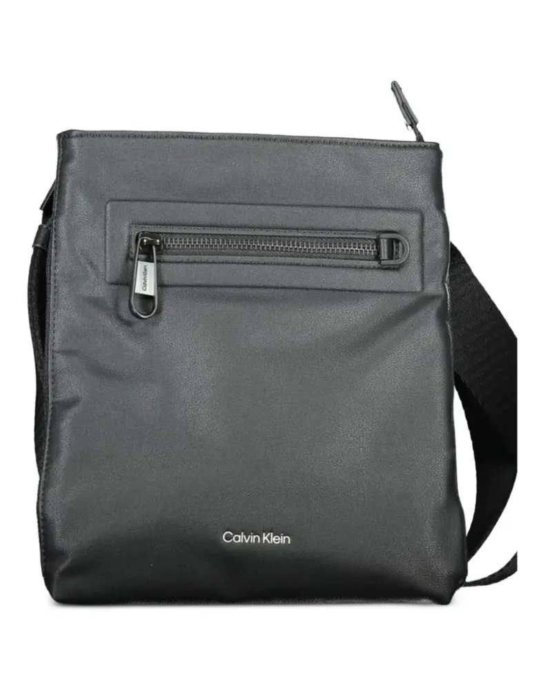 Calvin Klein logo-print zip-pocket messenger bag - Schwarz Schwarz