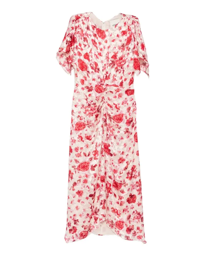 Isabel Marant Herva floral-print ruched asymmetric midi dress - Nude Nude