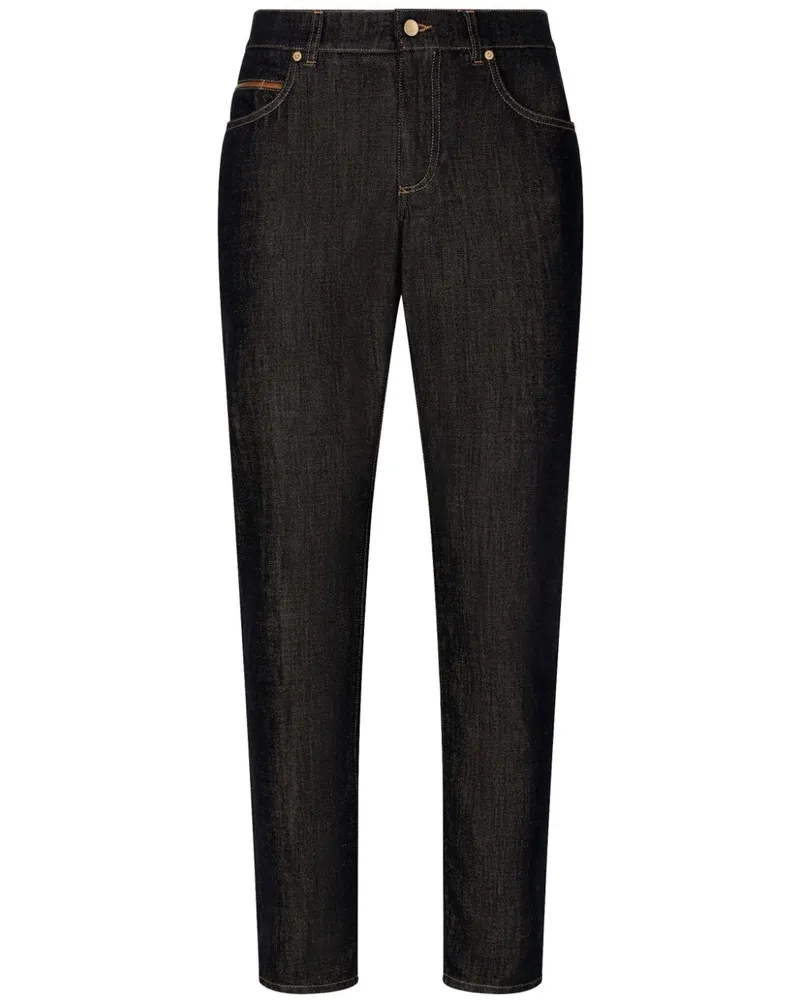 Dolce & Gabbana Straight-Leg-Jeans mit Logo-Schild - Blau Blau