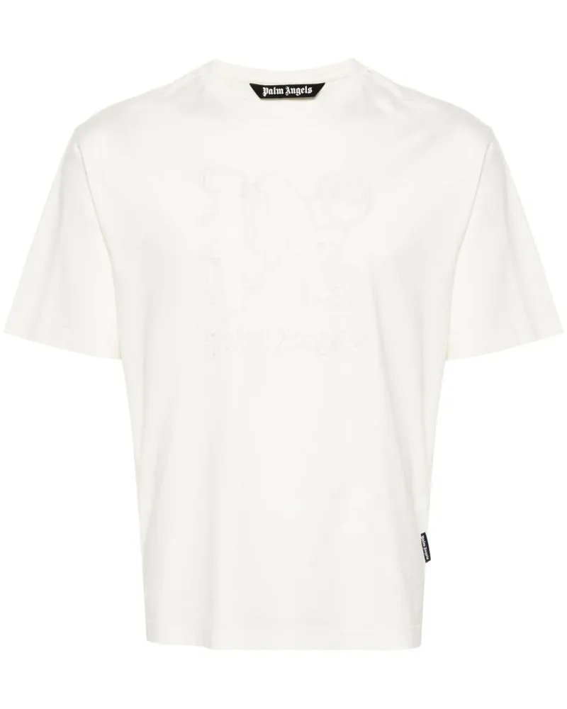 Palm Angels T-Shirt mit Monogramm-Stickerei - Weiß Weiß