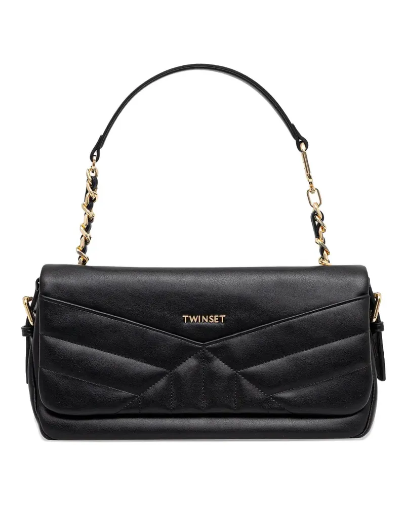 Twin-Set Gesteppte Schultertasche mit Schnalle - Schwarz Schwarz