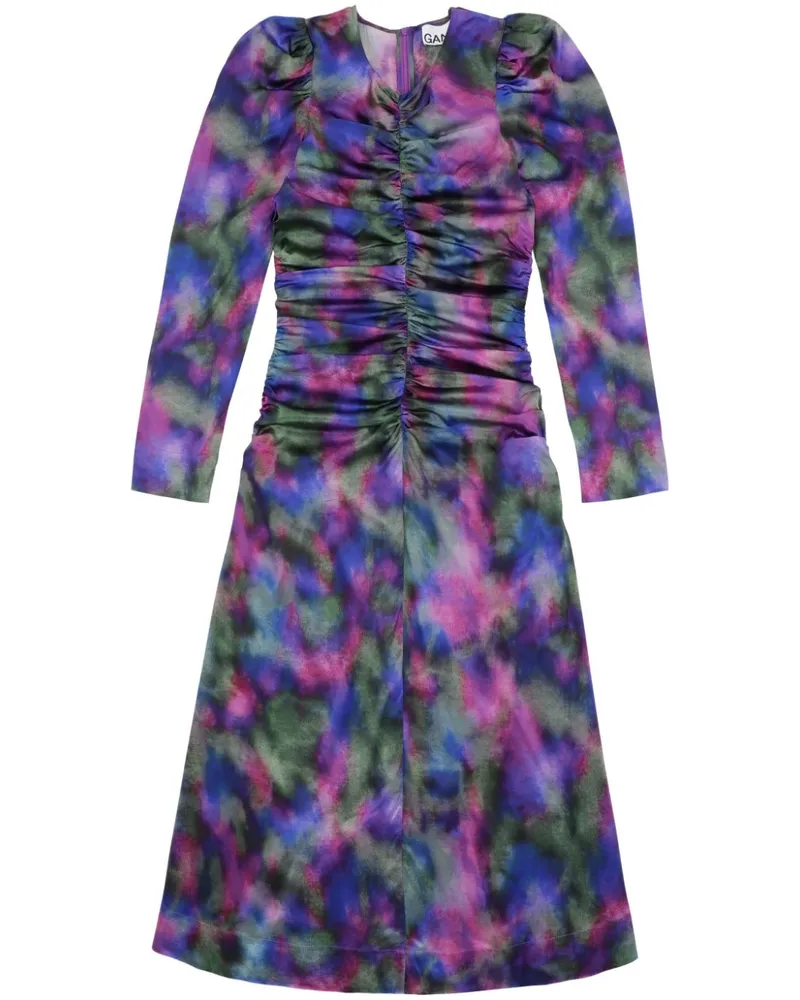 Ganni Kleid mit grafischem Print - Blau Blau