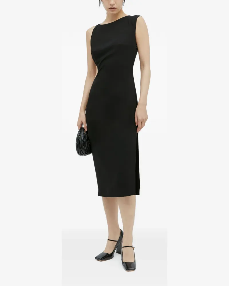 St. Agni Midikleid mit Cut-Outs - Schwarz Schwarz