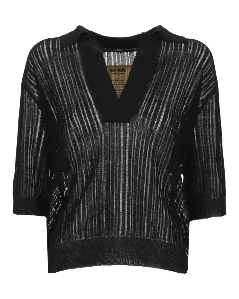 Uma Wang Pullover mit Ziernaht und V-Ausschnitt - Schwarz Schwarz