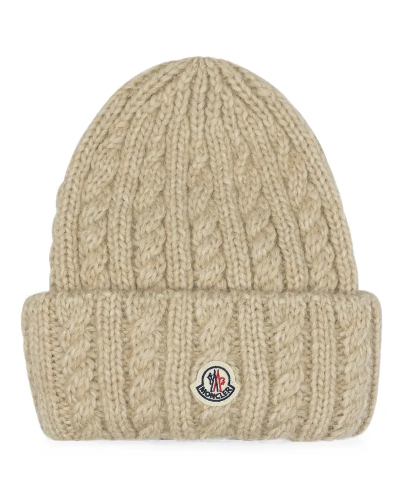 Moncler Beanie mit Zopfmuster - Nude Nude