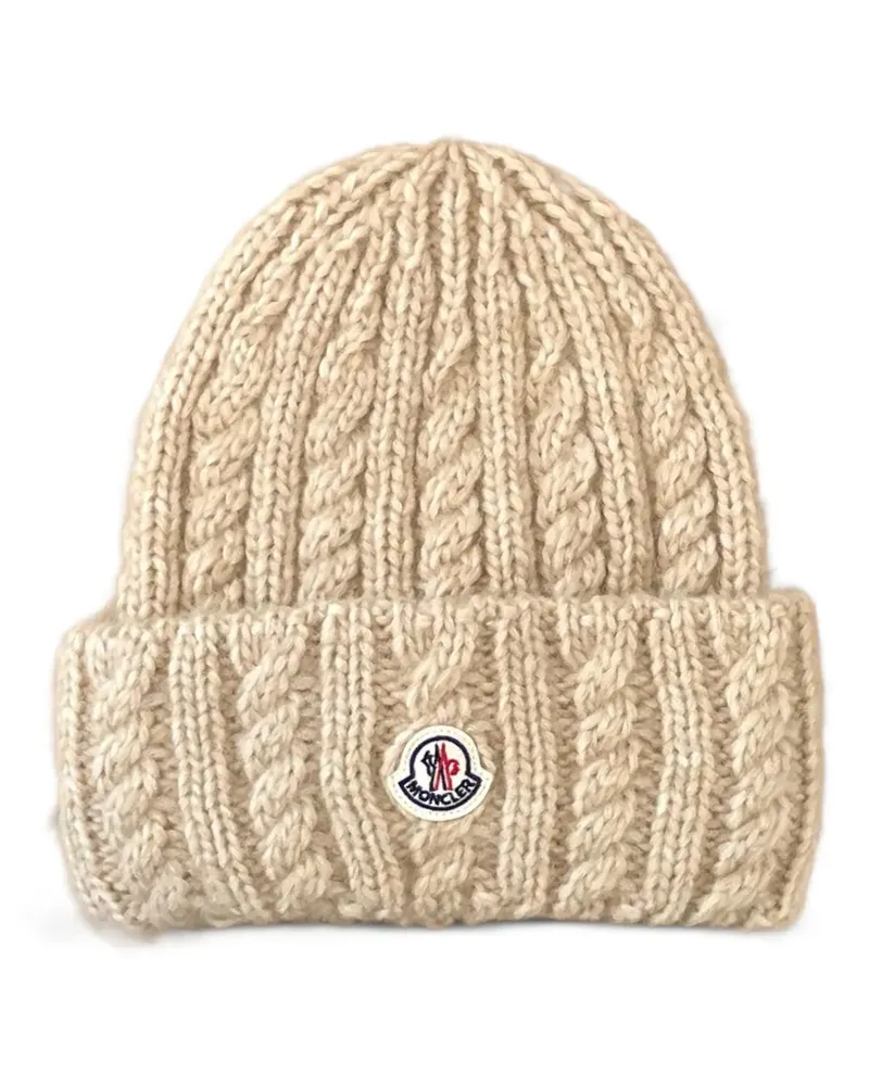Moncler Beanie mit Zopfmuster - Nude Nude