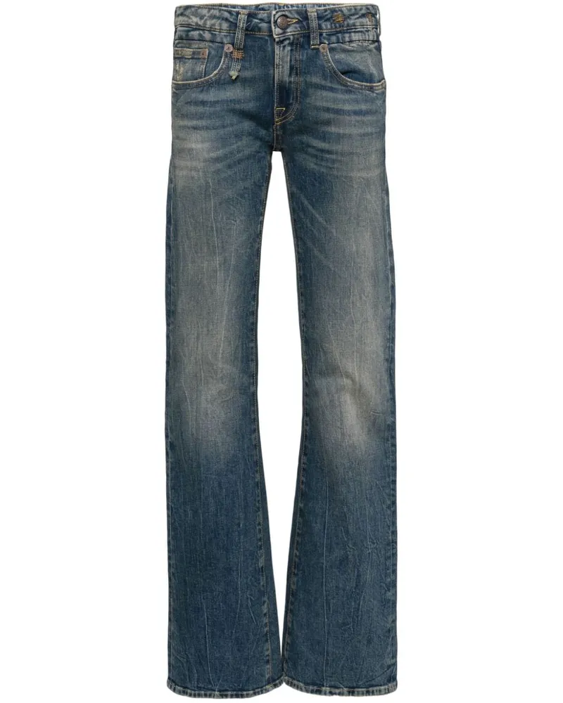 R13 Gerade Jeans mit Logo-Applikation Blau