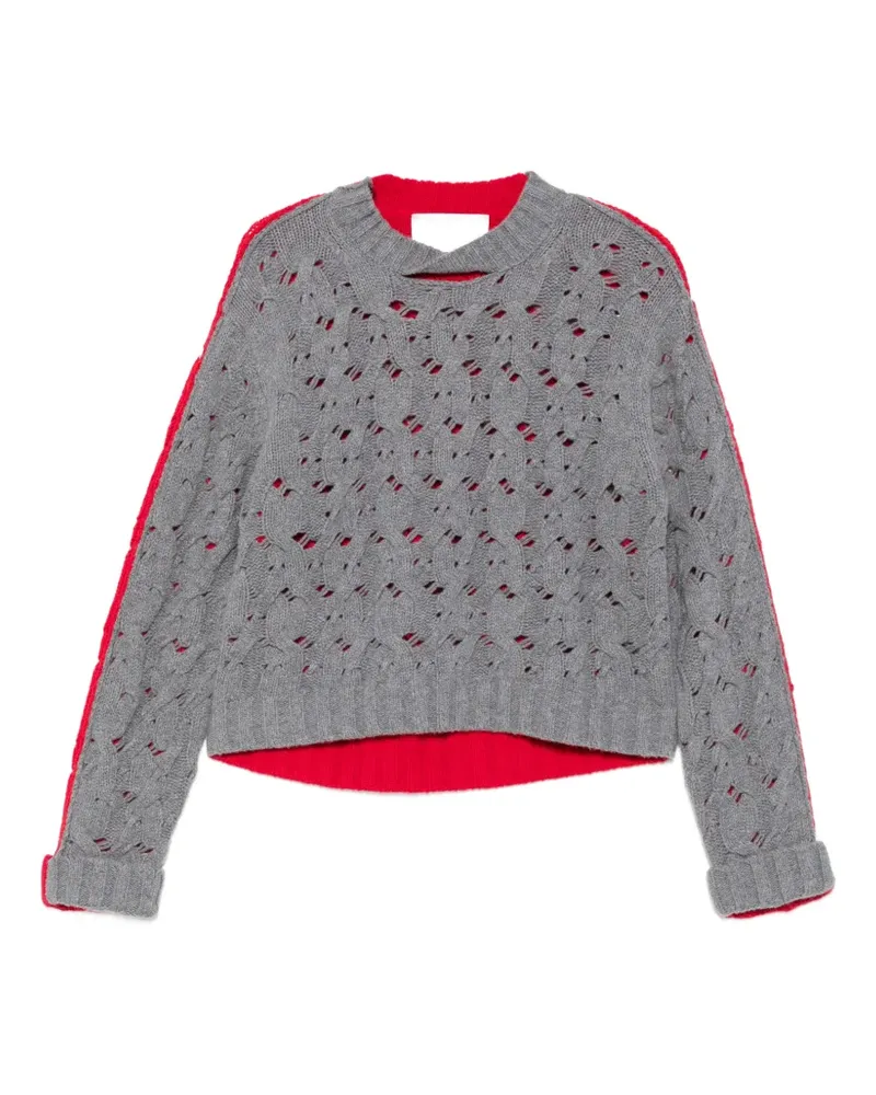 Circus Hotel Distressed-Pullover mit Zopfmuster - Grau Grau