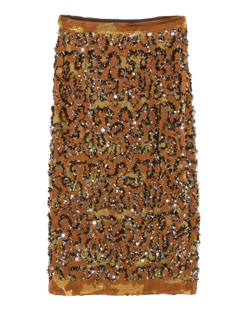 Dixie sequin-embellished patterned midi skirt - Braun Braun