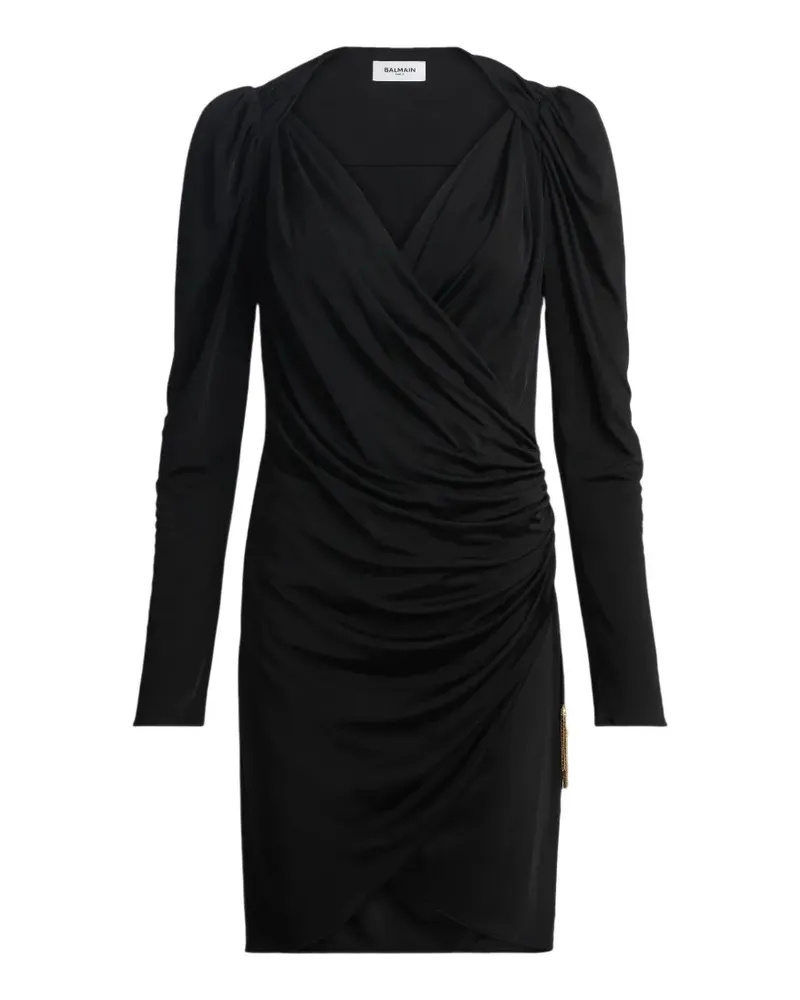 Balmain Drapiertes Kleid im Wickelstil - Schwarz Schwarz