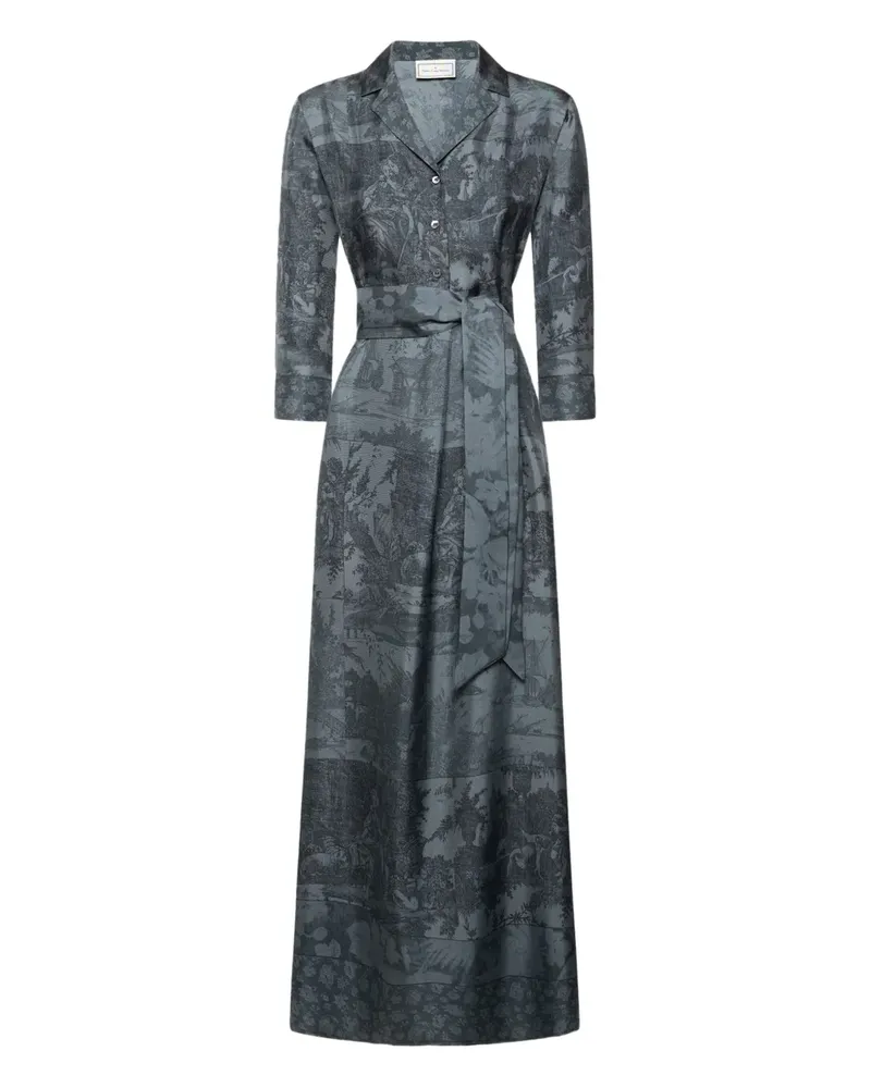 Pierre-Louis Mascia landscape-print belted maxi dress - Blau Blau