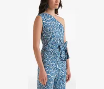 Drapiertes Oberteil mit Muschel-Print - Blau