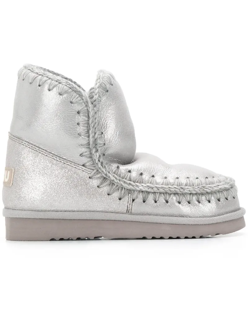 Mou Schneestiefel mit gehäkelten Borten - Silber Silber