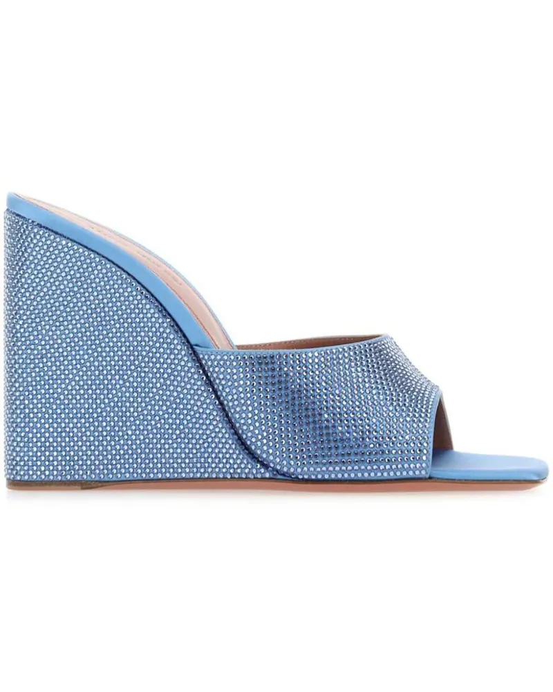 Amina Muaddi Lupita Mules 95mm - Blau Blau
