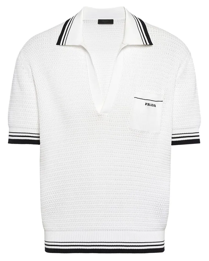 Prada Poloshirt mit Intarsien-Logo - Weiß Weiß