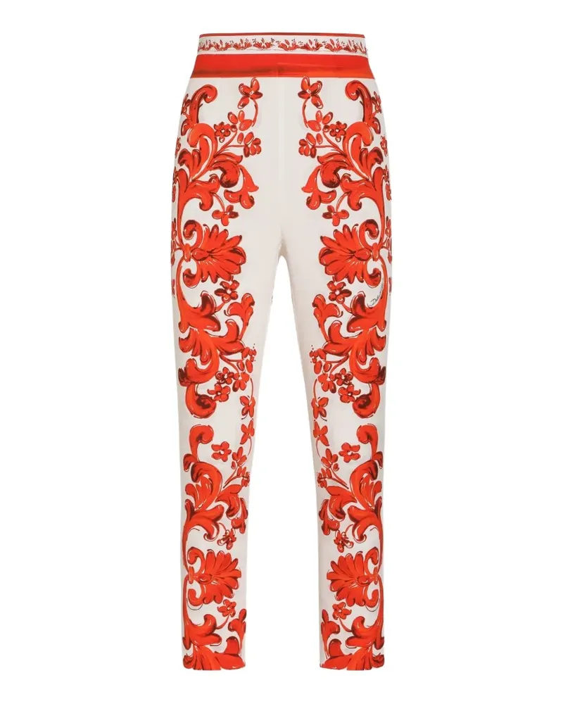 Dolce & Gabbana Leggings mit Majolica-Print - Weiß Weiß