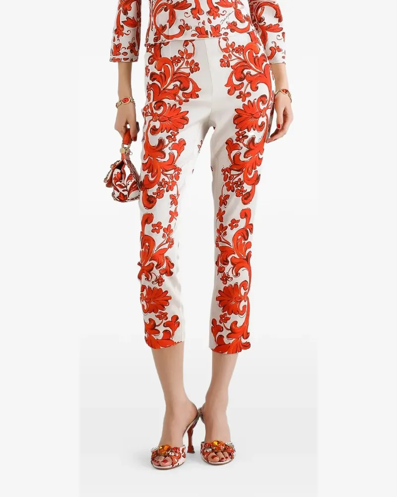Dolce & Gabbana Leggings mit Majolica-Print - Weiß Weiß