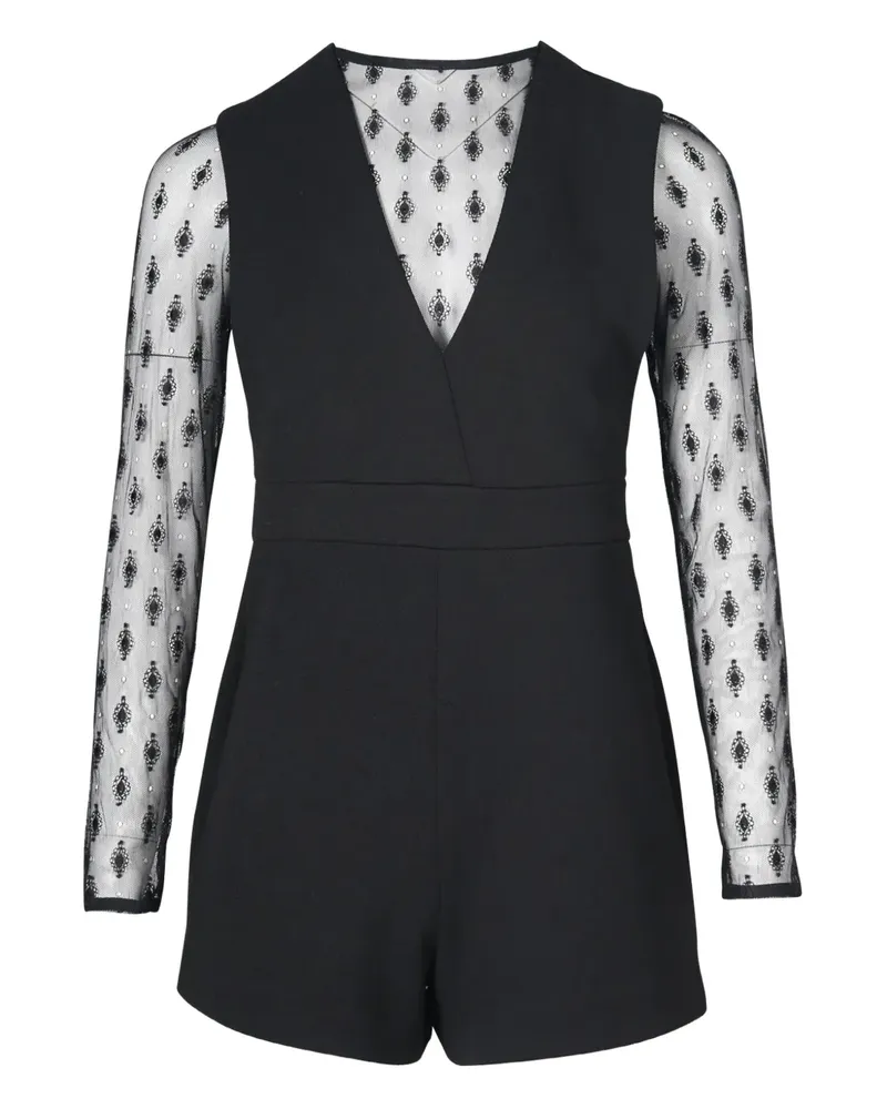 Maje lace-insert playsuit - Schwarz Schwarz