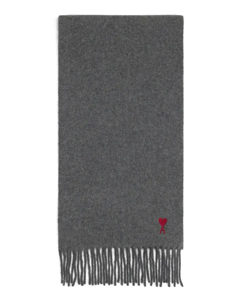 AMI Paris Schal mit Logo-Stickerei - Grau Grau