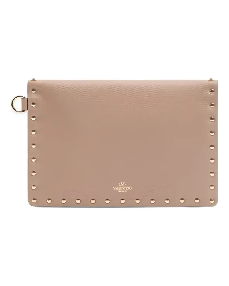 Valentino Garavani Rockstud Clutch aus gekörntem Kalbsleder - Nude Nude