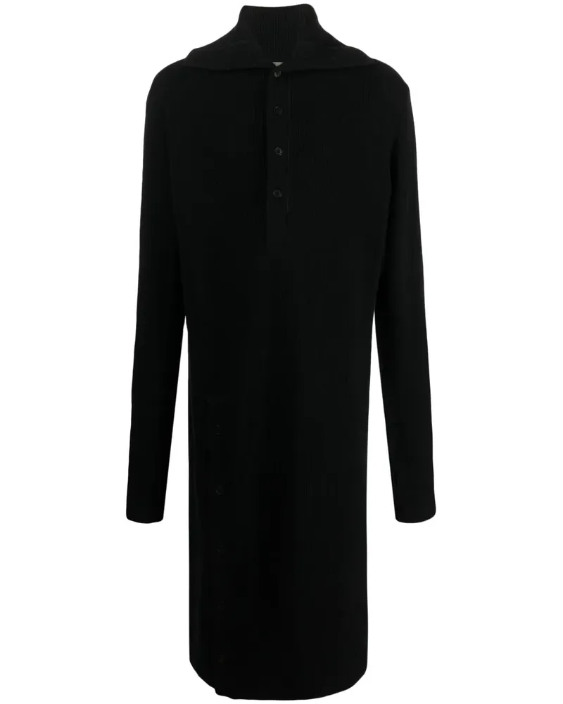 Yohji Yamamoto Strickmantel mit Kapuze - Schwarz Schwarz