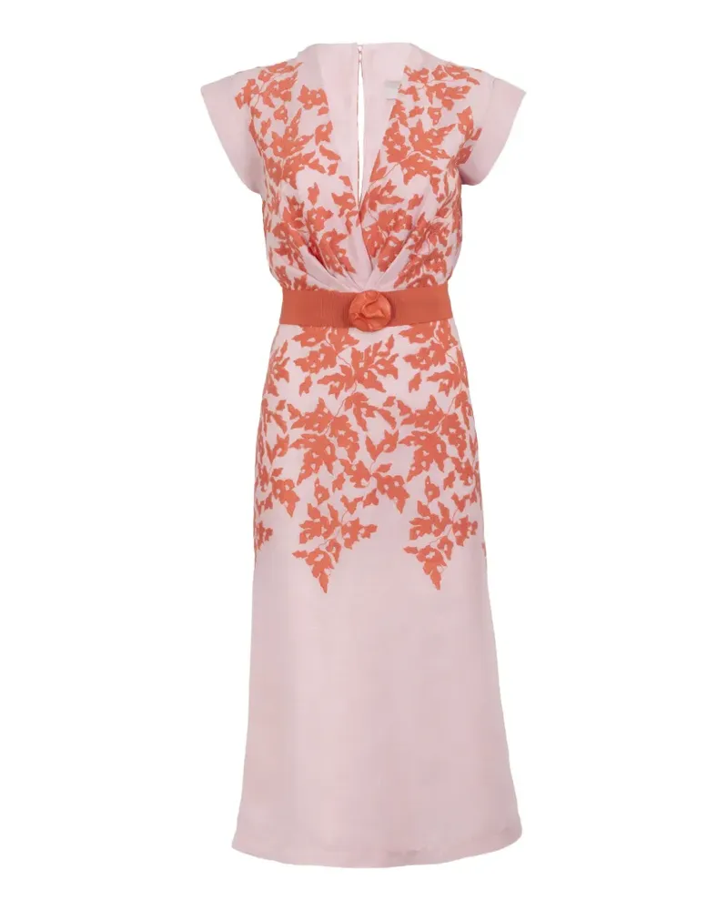 Silvia Tcherassi Olive embroidery midi dress - Rosa Rosa