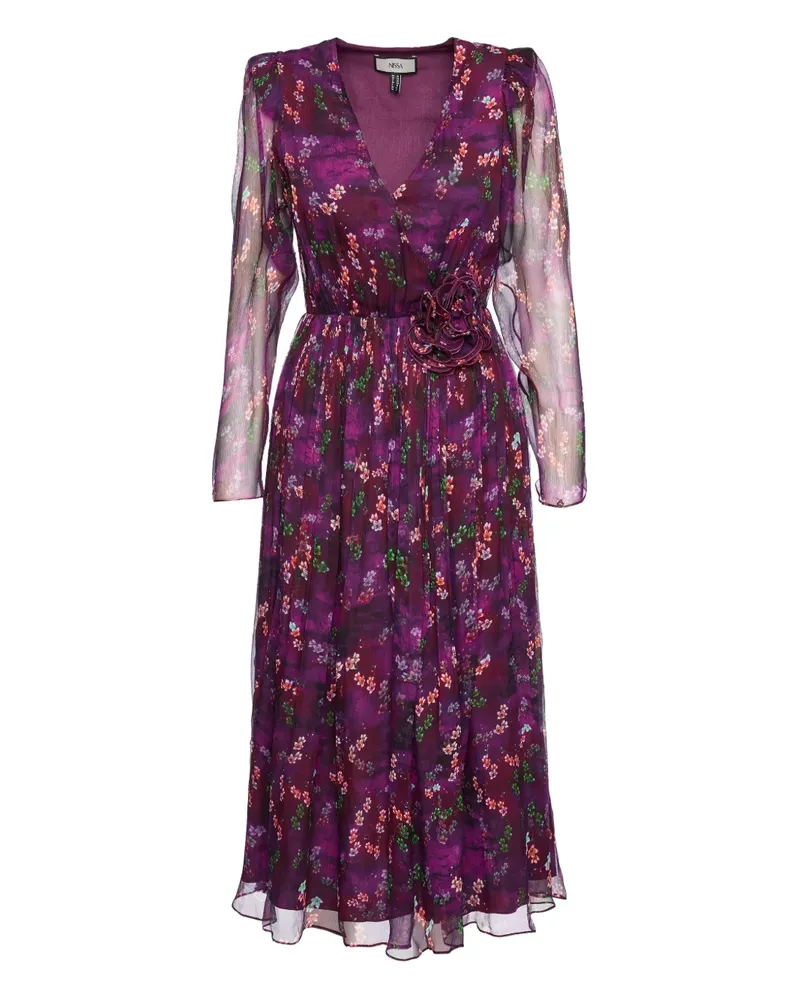 NISSA Midikleid mit Blumenapplikation - Violett Violett